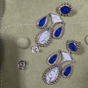 ❤️ LAGOS VERY RARE MAYA CHANDELIER EARRINGS LAPIS LAZULI HOWLITE sterling silver